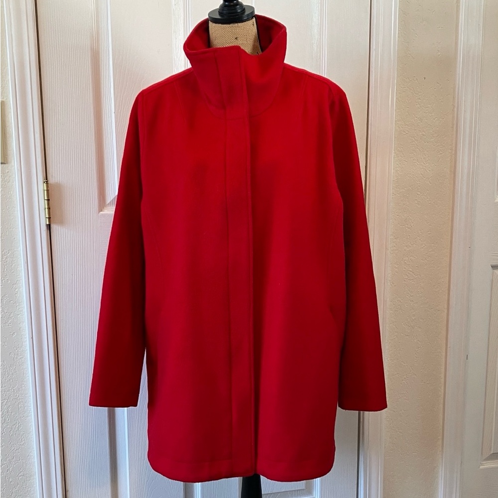 Pendleton wool Woolen Mills women’s duffle coat red vibrant full zip snaps XL